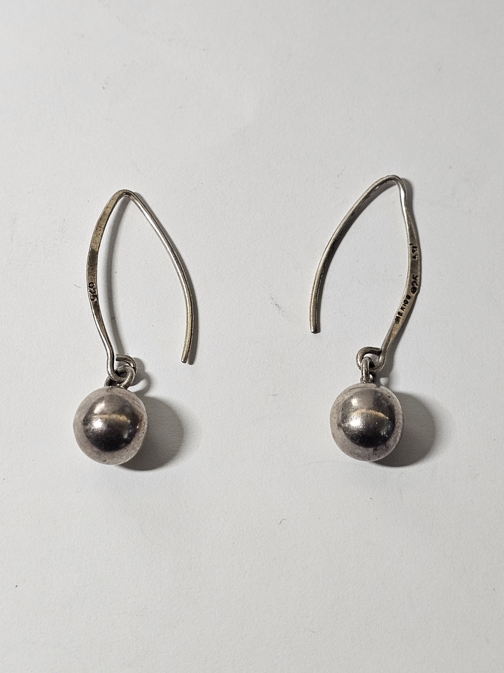 Sterling Ball Drop Hook Earrings - Silver Finish